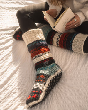 Wool Slipper Socks, Hand Knit Wool Socks, Handmade Socks – Tibetan Socks