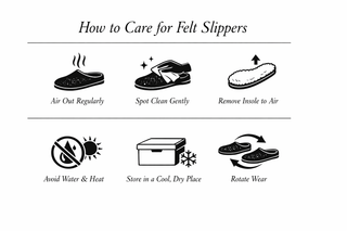 how to care for felt slippers infographic
