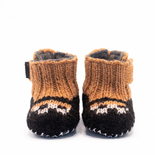 Hand Knit Wool, Fleece Lined Baby Booties with non slip soles