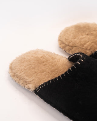 Handmade Wool Felt and Sheepskin Slippers with Leather Soles