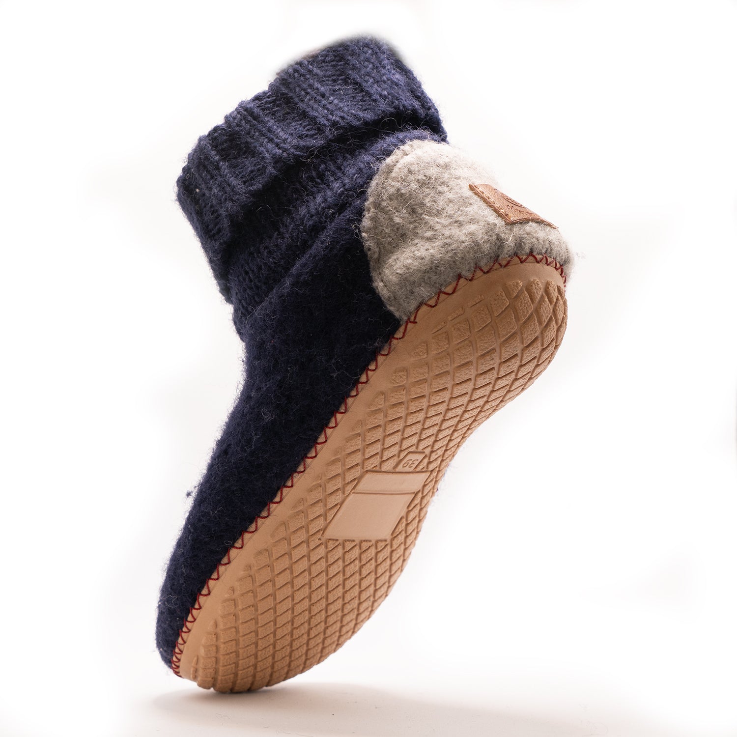 Felted Wool Memory Foam Slipper Shoes with Rubber Soles – Tibetan