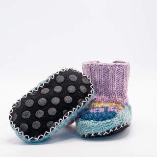 Hand Knit Wool, Fleece Lined Baby Booties with non slip soles