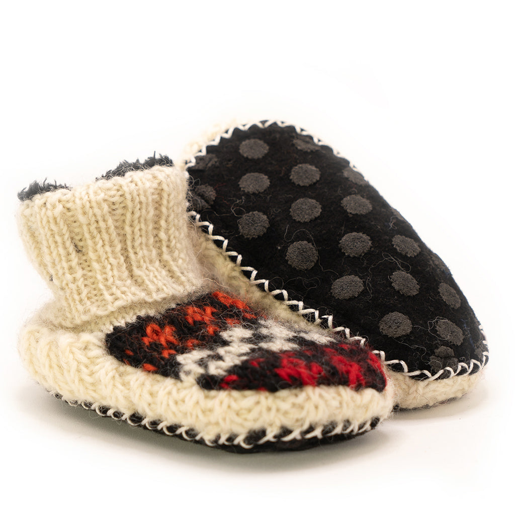 Hand Knit Wool, Fleece Lined Baby Booties with non slip soles – Tibetan ...