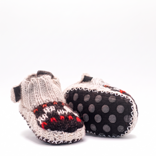 Hand Knit Wool, Fleece Lined Baby Booties with non slip soles