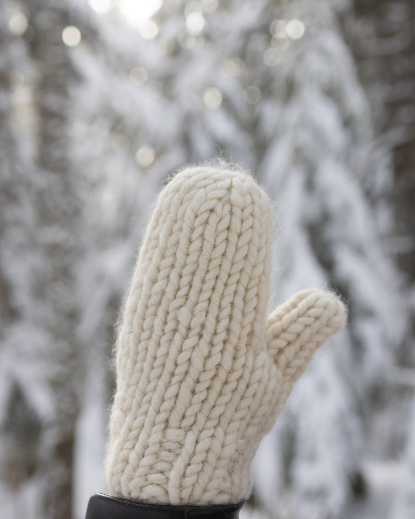 Hand Knit Wool, Sherpa Fleece Lined Mittens