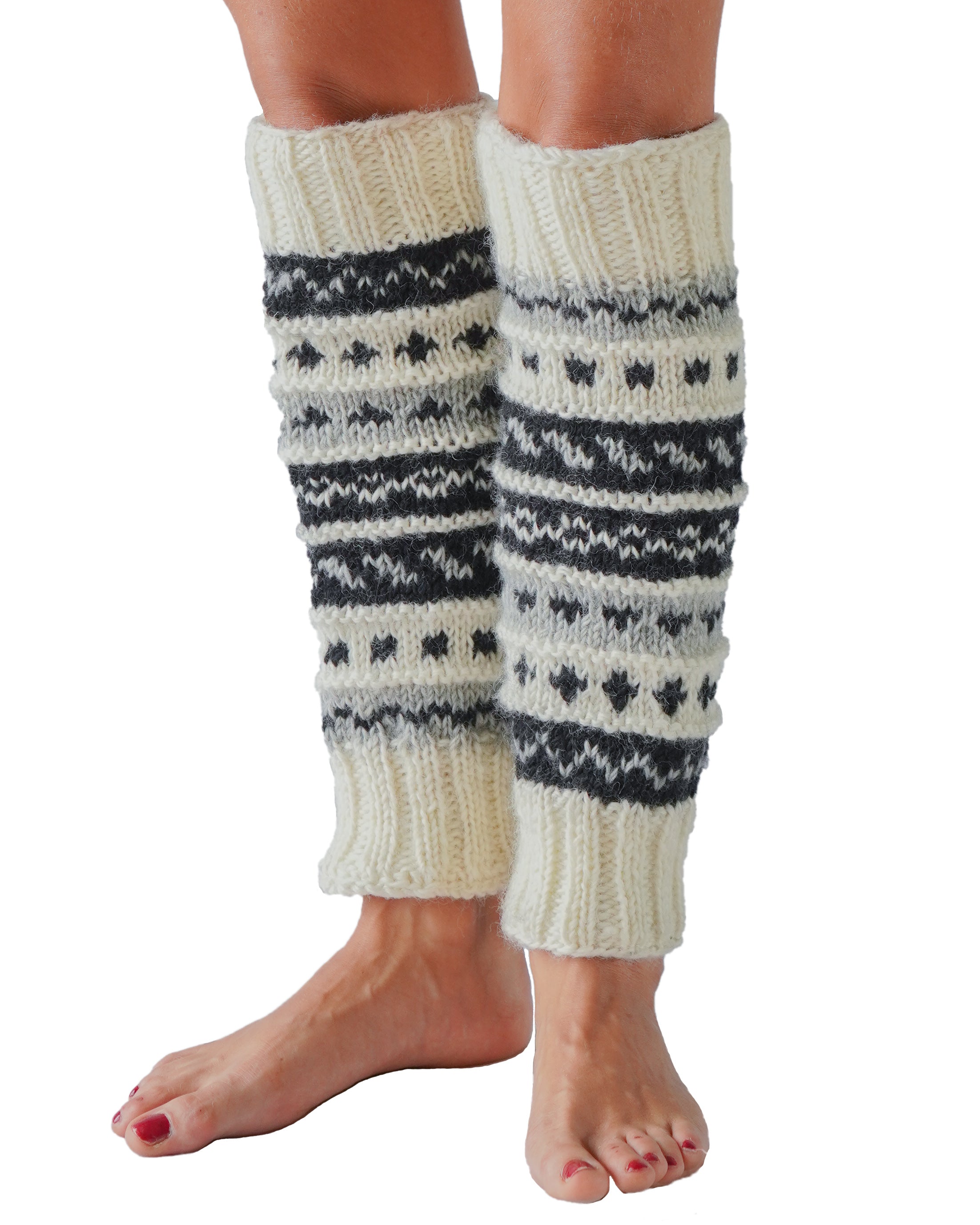 Hand-Knit Wool Leg Warmers / Boot Toppers – Tibetan Socks