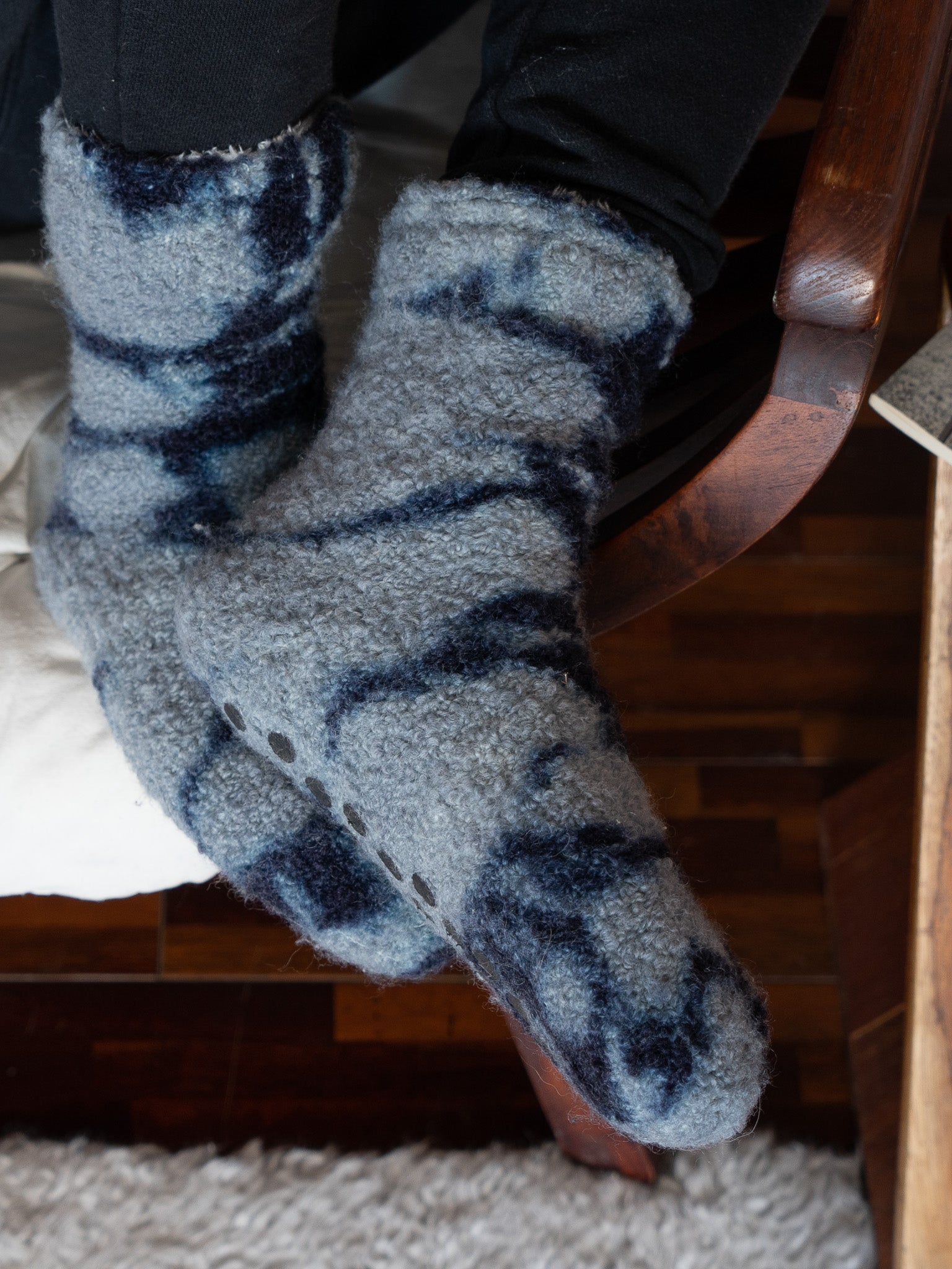 Fuzzy Wool Sherpa Lined Slipper Socks