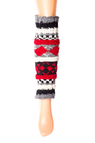 Hand-Knit Wool Leg Warmers / Boot Toppers - Tibetan Socks