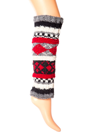 Hand-Knit Wool Leg Warmers / Boot Toppers - Tibetan Socks