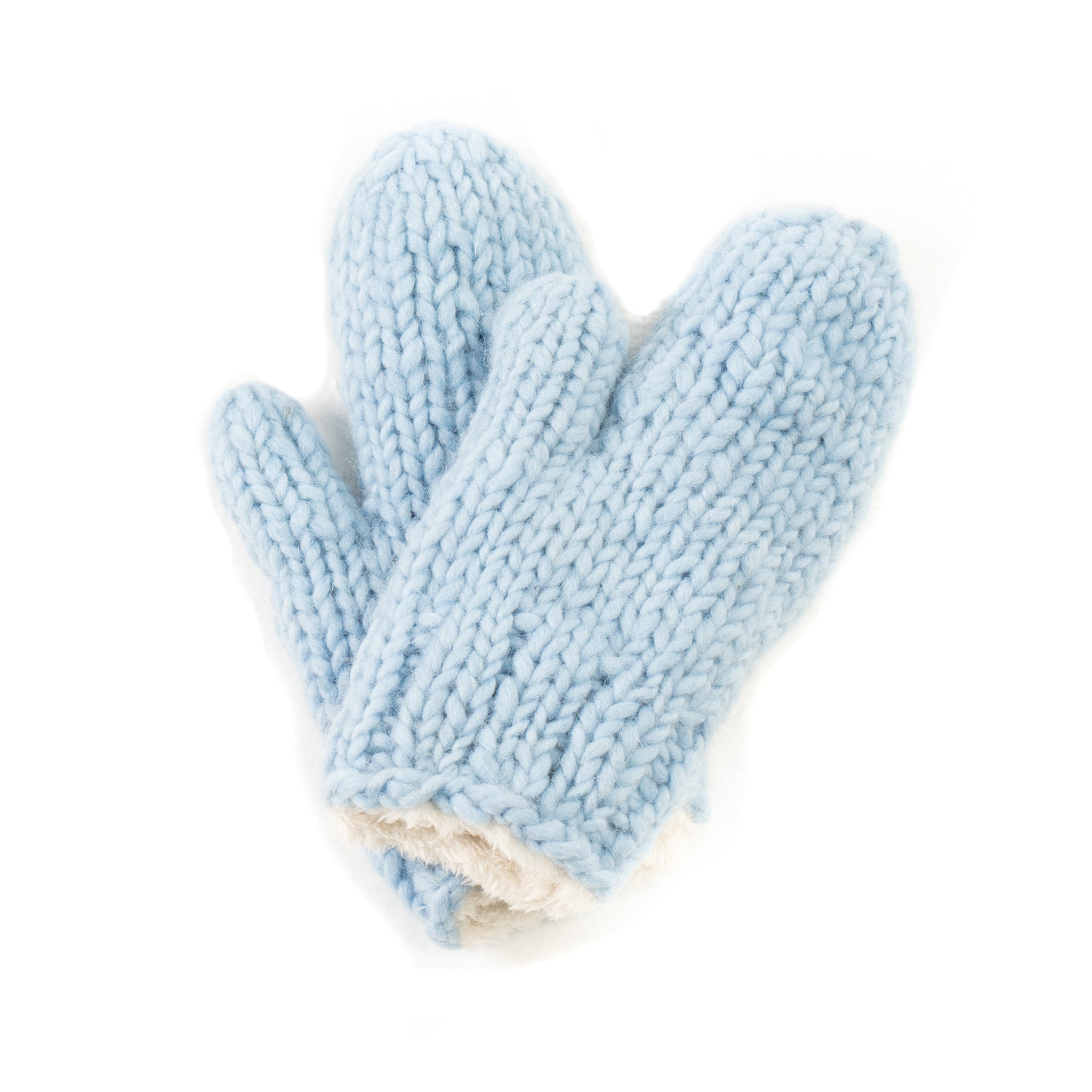 Hand Knit Wool, Sherpa Fleece Lined Mittens