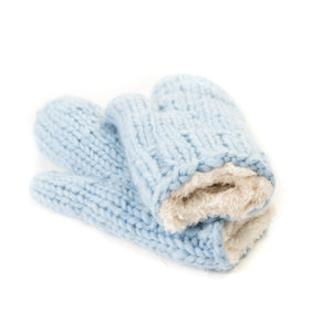 Hand Knit Wool, Sherpa Fleece Lined Mittens