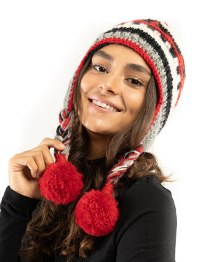 Women Winter Beanie Hat Warm Fleece Lined Knit Beanie pom pom Winter Hat  for Women, Black Beanie 